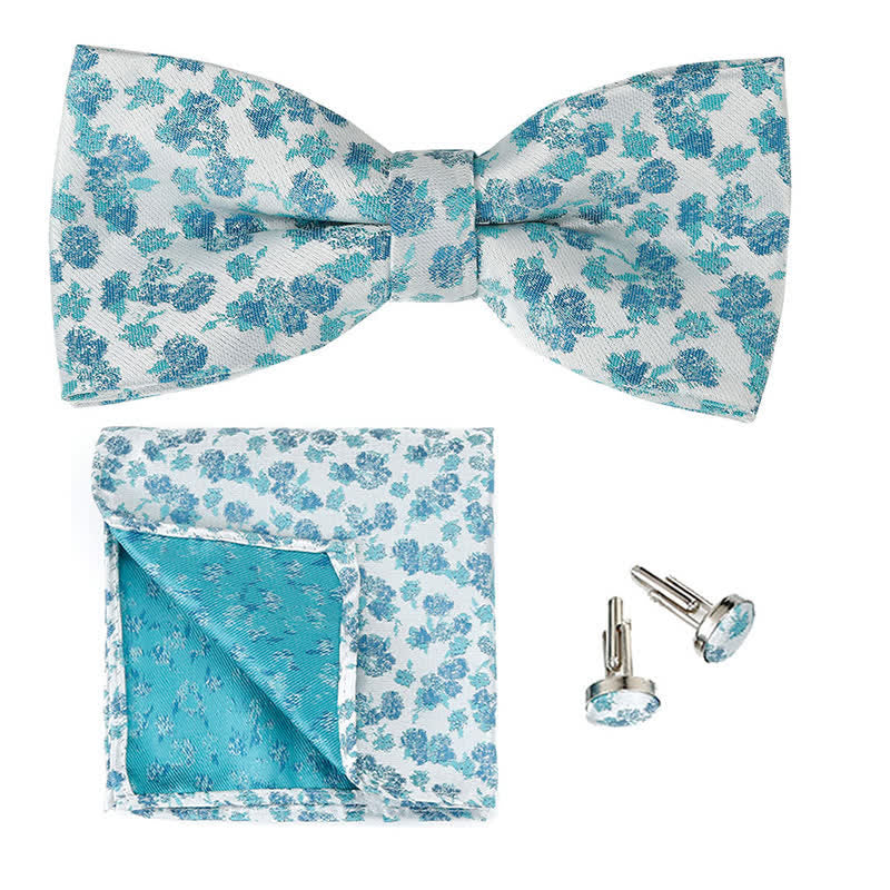 Lot de 3 mouchoirs de poche et nœud papillon pour homme avec motif floral rose