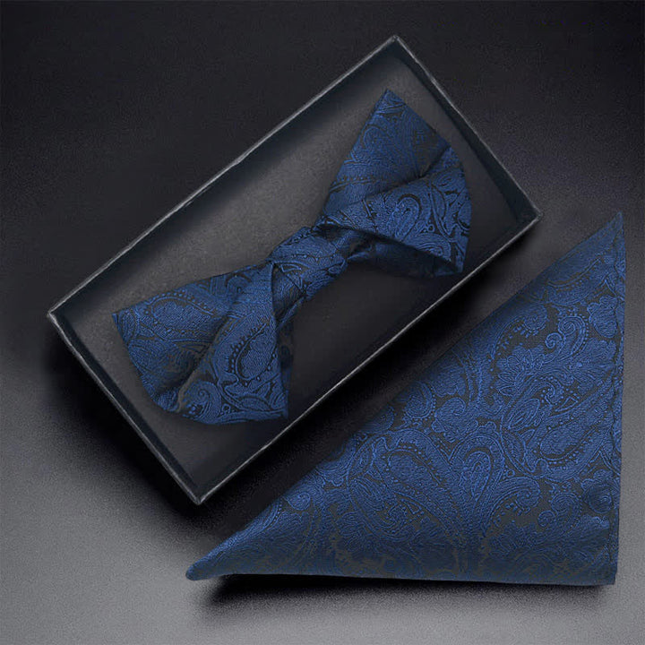 Ensemble de 3 nœuds papillons bleu marine à motif cachemire pour homme