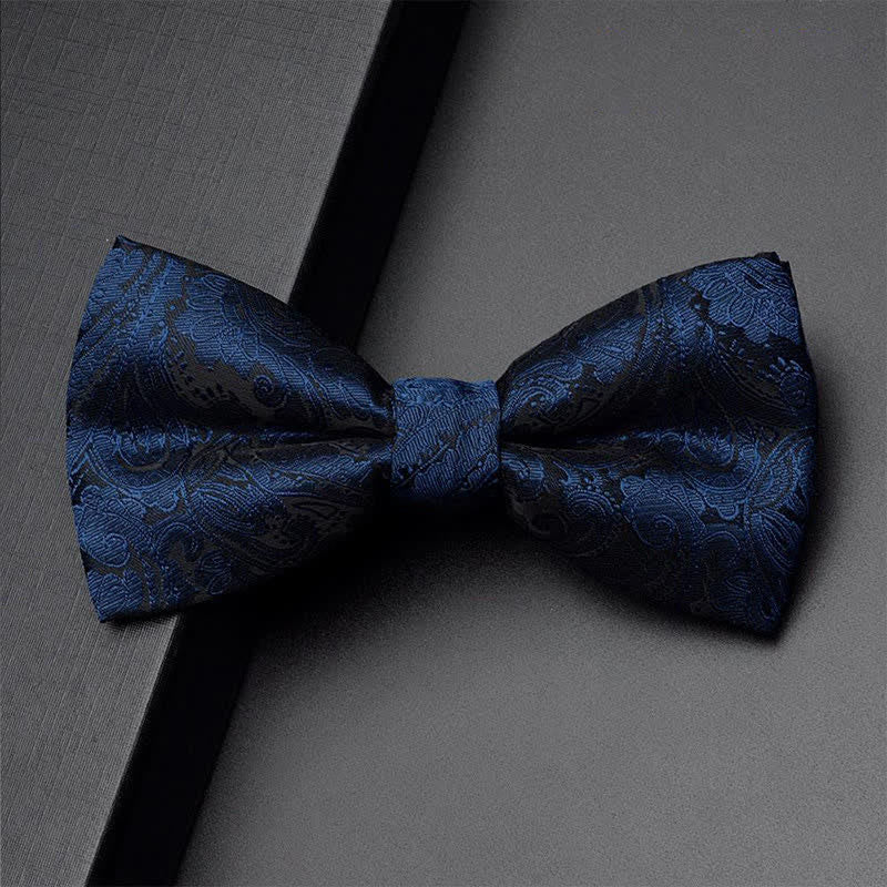 Ensemble de 3 nœuds papillons bleu marine à motif cachemire pour homme