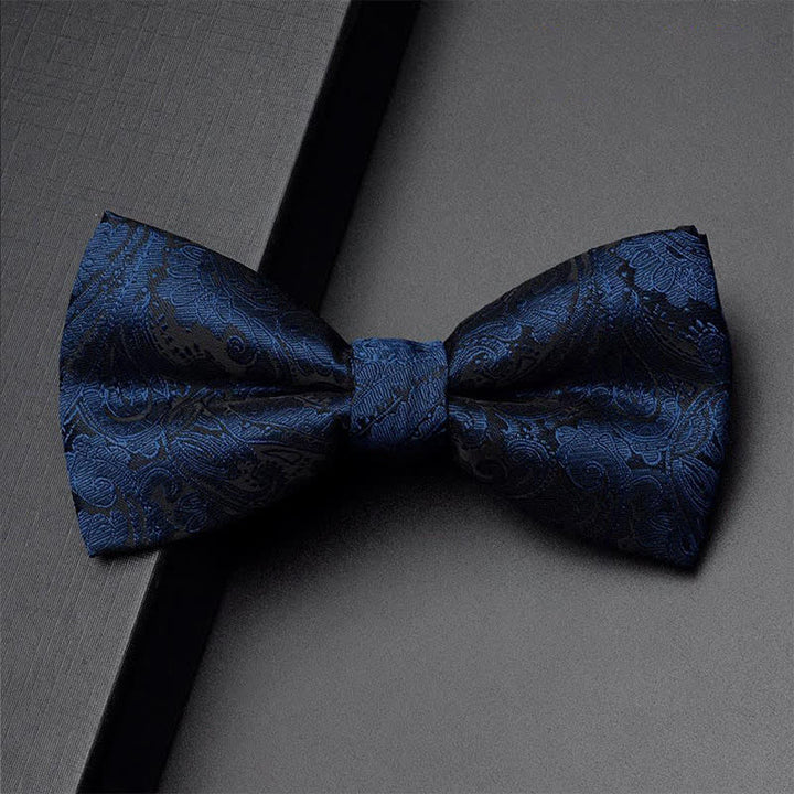 Ensemble de 3 nœuds papillons bleu marine à motif cachemire pour homme