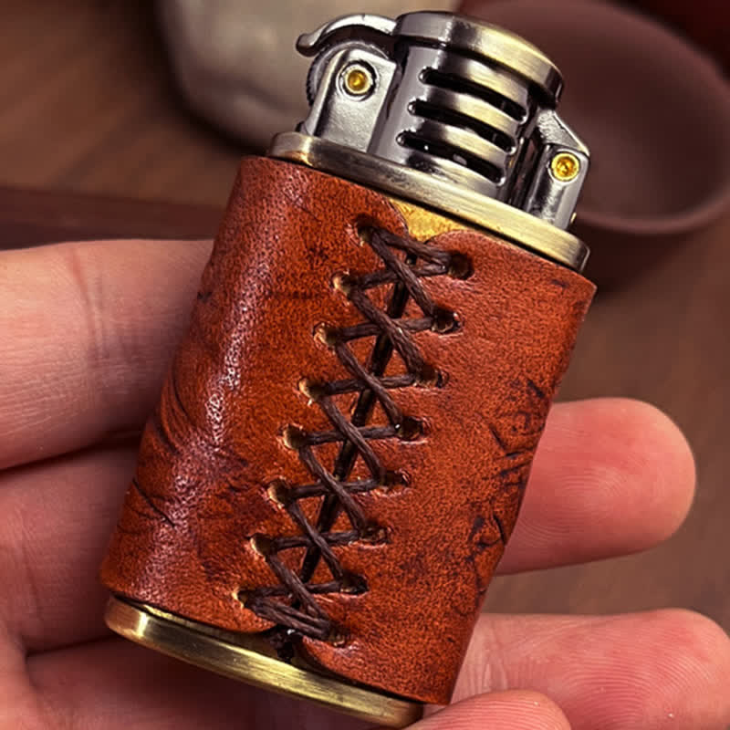 Briquet au butane rechargeable en cuir Dragon Eye