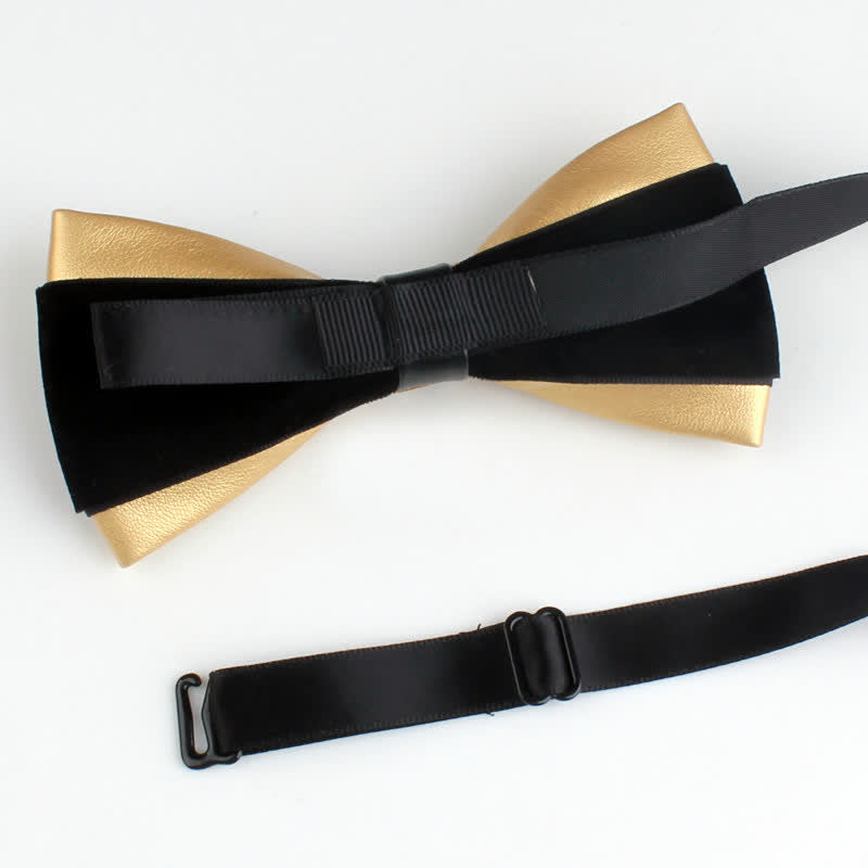 Lot de 2 nœuds papillon en cuir PU avec décoration en cristal pour homme