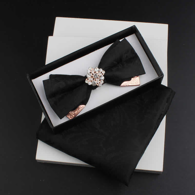 Lot de 2 nœuds papillons doubles couches en métal doré pour homme