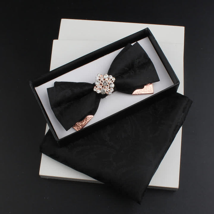 Lot de 2 nœuds papillons doubles couches en métal doré pour homme