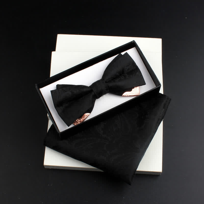 Lot de 2 nœuds papillons doubles couches en métal doré pour homme