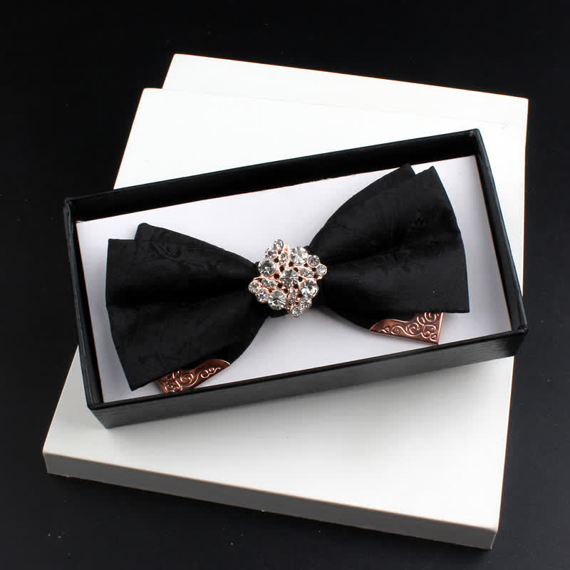 Lot de 2 nœuds papillons doubles couches en métal doré pour homme