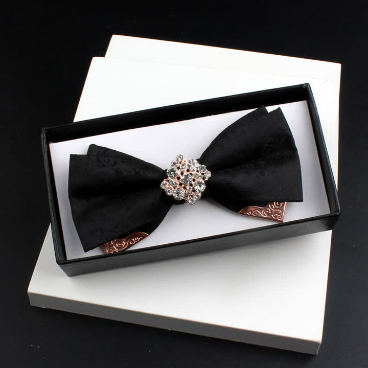 Lot de 2 nœuds papillons doubles couches en métal doré pour homme