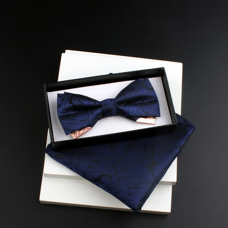 Lot de 2 nœuds papillons doubles couches en métal doré pour homme