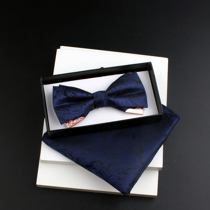 Lot de 2 nœuds papillons doubles couches en métal doré pour homme