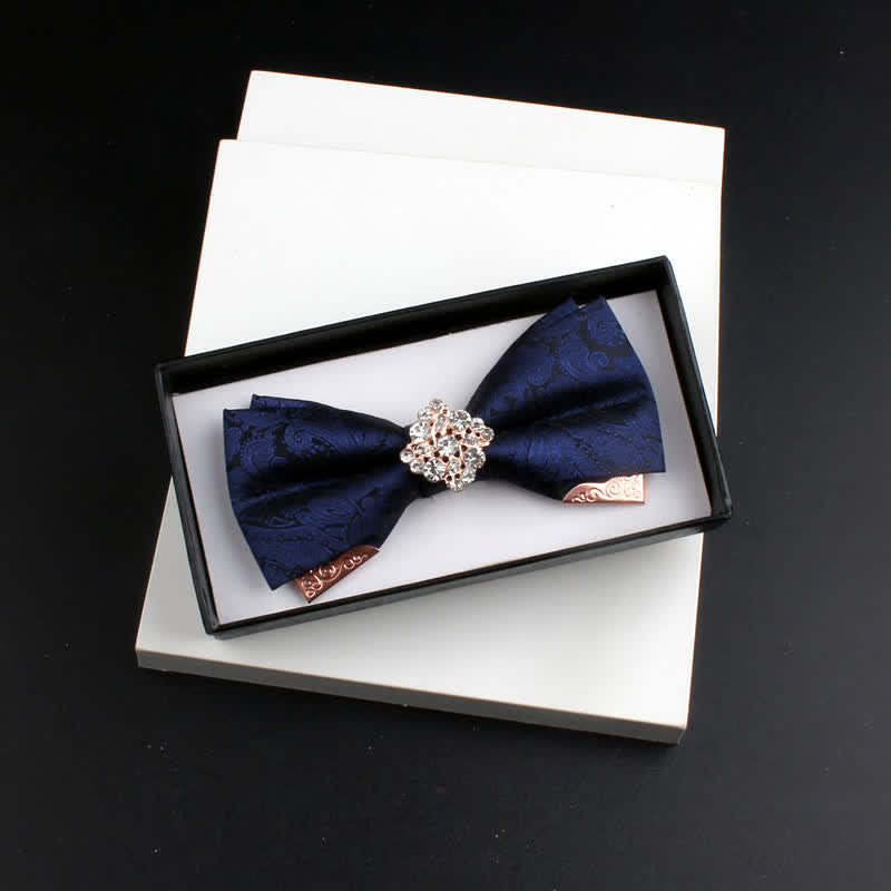 Lot de 2 nœuds papillons doubles couches en métal doré pour homme