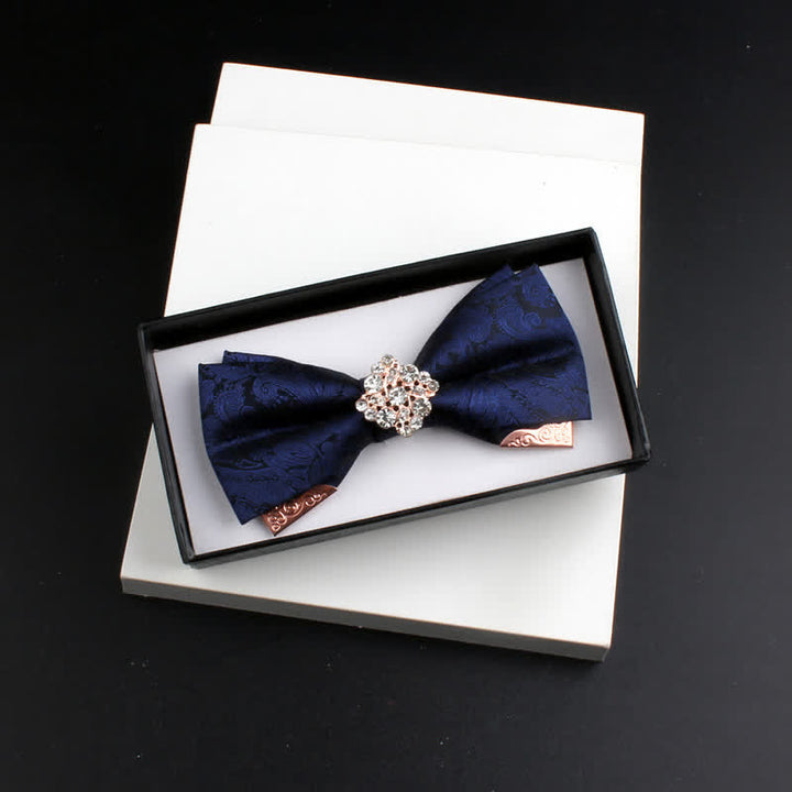 Lot de 2 nœuds papillons doubles couches en métal doré pour homme