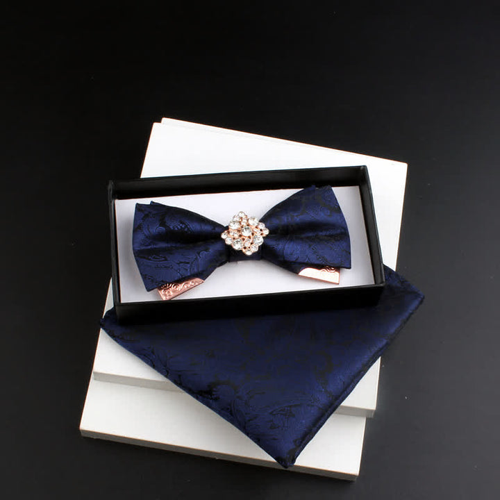 Lot de 2 nœuds papillons doubles couches en métal doré pour homme