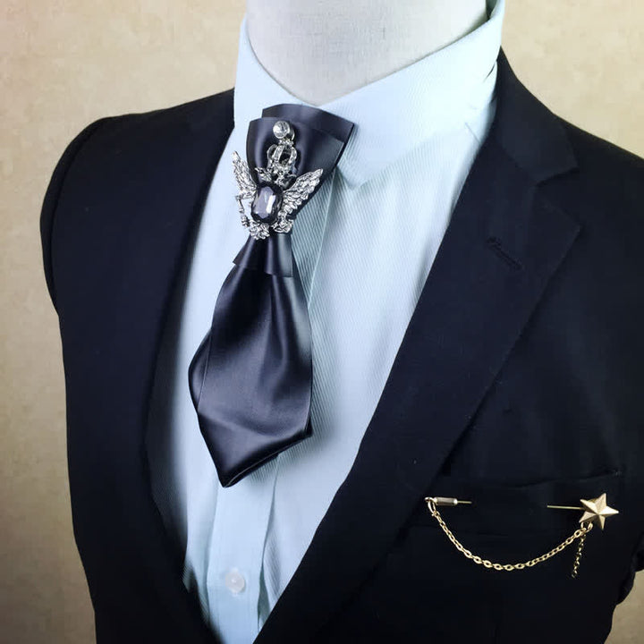 Nœud papillon multicouche en cuir PU noir cristal pour homme