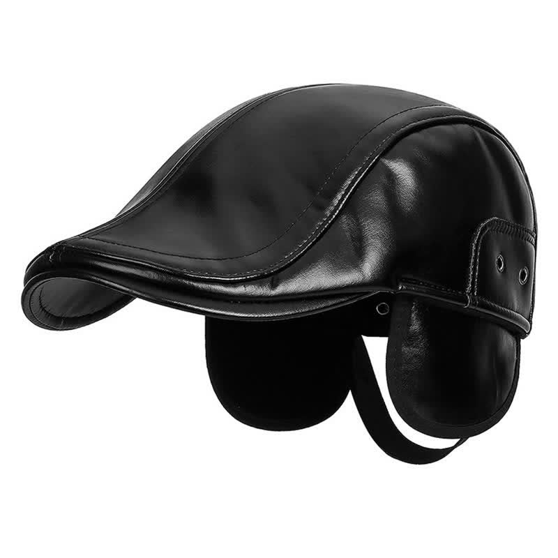 Béret noir décontracté avec cache-oreilles pour l'hiver