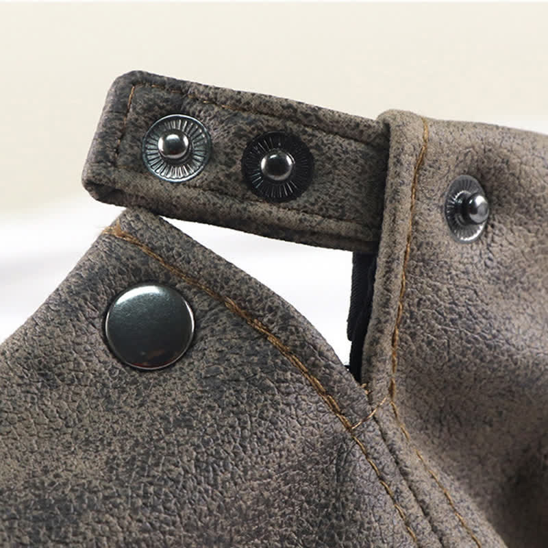 Béret en cuir d'artiste vintage délavé et vieilli - image 6