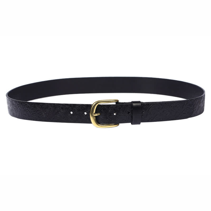 Ceinture classique en cuir magnifiquement gaufré à motifs floraux