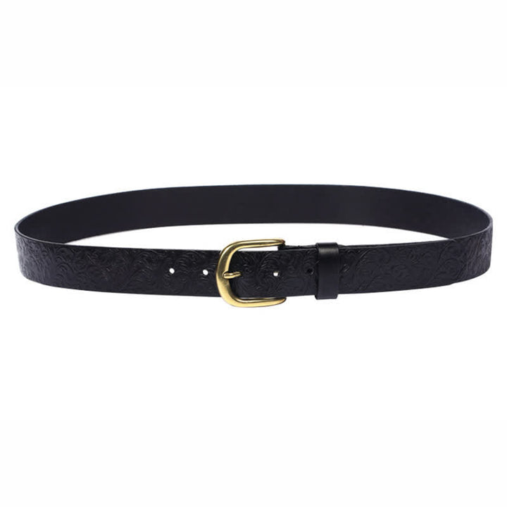 Ceinture classique en cuir magnifiquement gaufré à motifs floraux