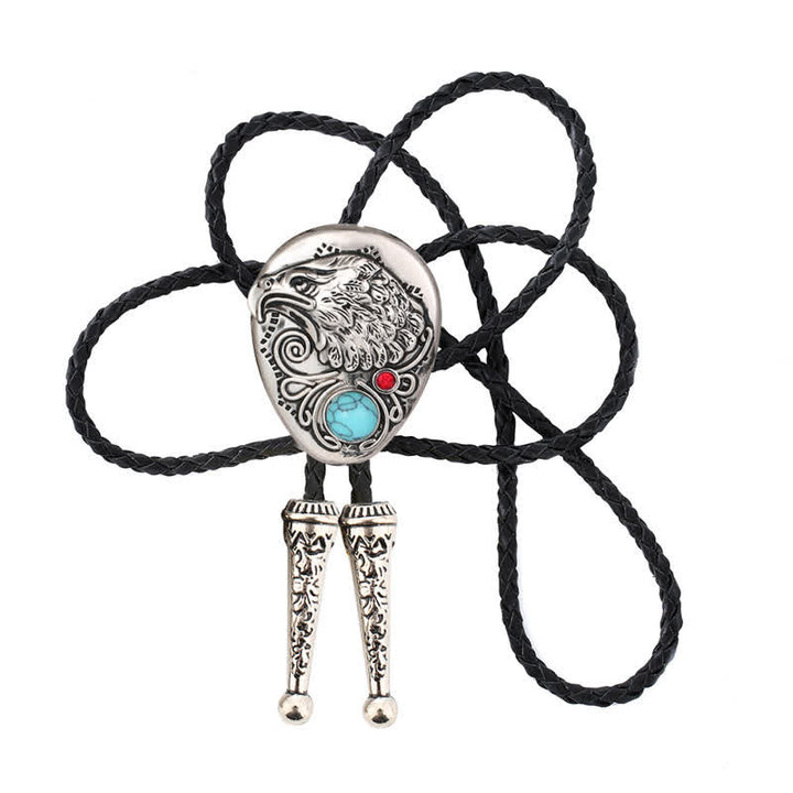 Pendentif aigle gravé en pierre turquoise naturelle Bolo Tie