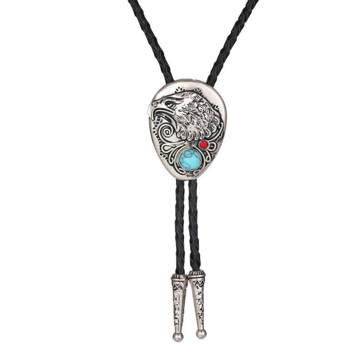 Pendentif aigle gravé en pierre turquoise naturelle Bolo Tie