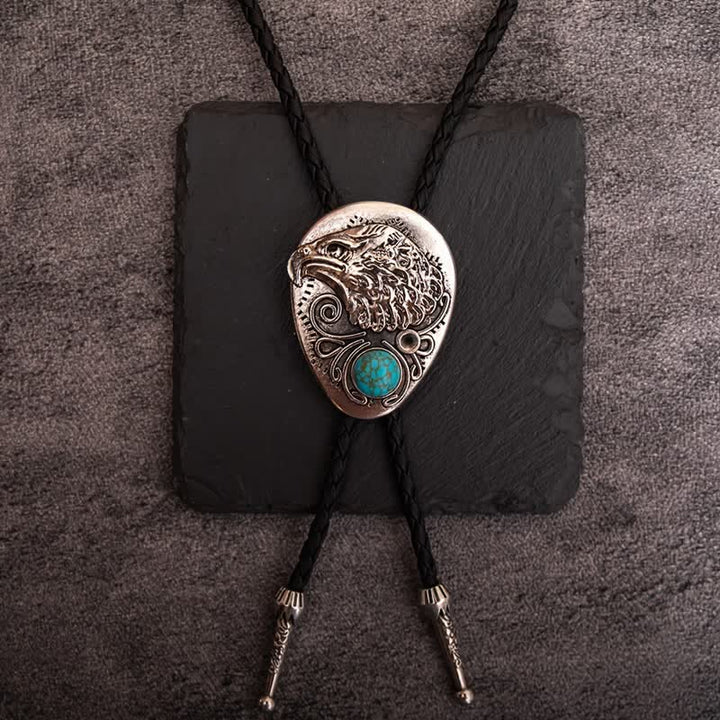 Pendentif aigle gravé en pierre turquoise naturelle Bolo Tie