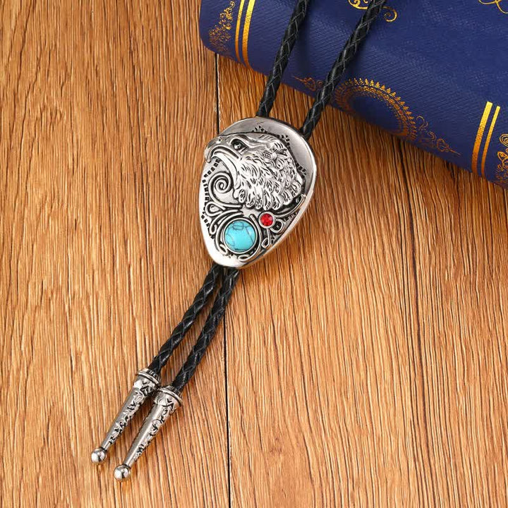 Pendentif aigle gravé en pierre turquoise naturelle Bolo Tie