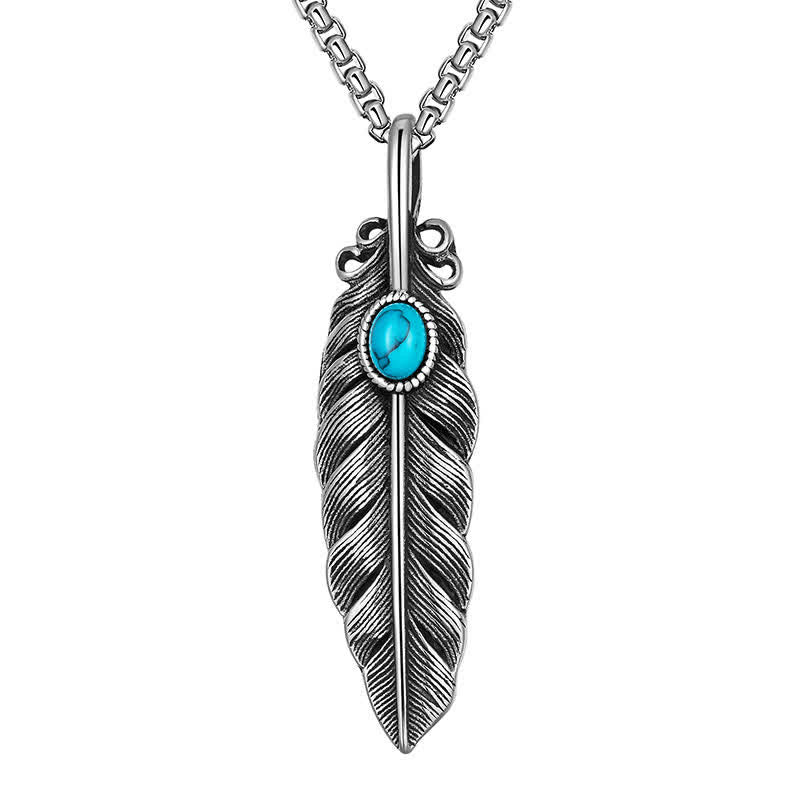Collier tribal en plumes turquoise pour homme –
