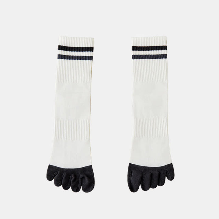 Chaussettes à rayures tendance pour hommes, couleurs assorties, à cinq doigts