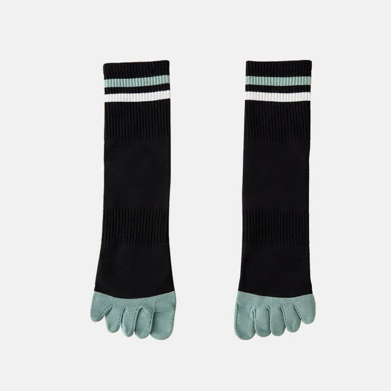 Chaussettes à rayures tendance pour hommes, couleurs assorties, à cinq doigts