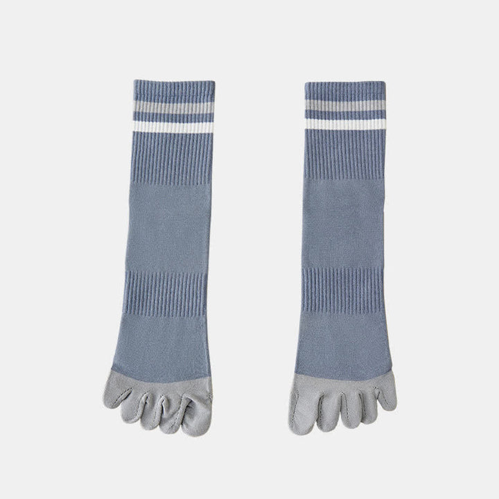 Chaussettes à rayures tendance pour hommes, couleurs assorties, à cinq doigts