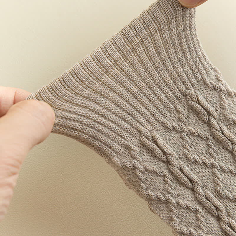 Chaussettes mi-mollet en laine à cinq orteils et à grain torsadé pour femme