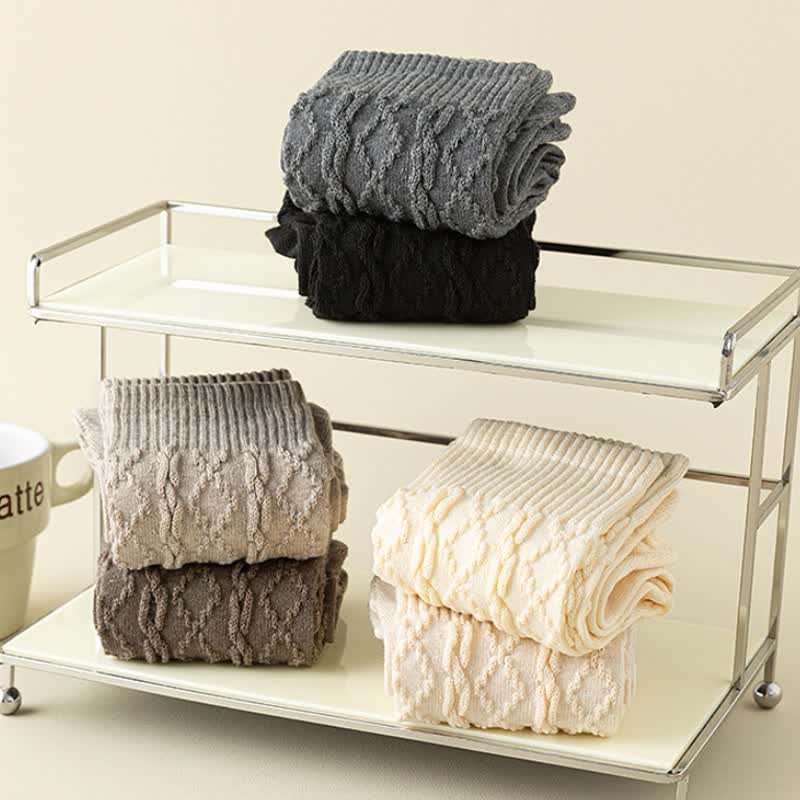 Chaussettes mi-mollet en laine à cinq orteils et à grain torsadé pour femme