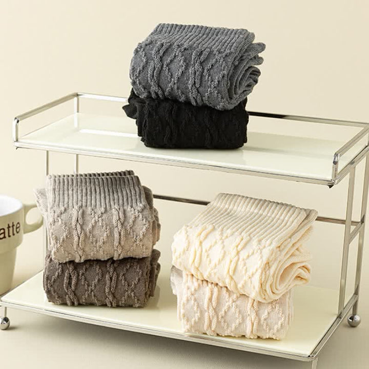 Chaussettes mi-mollet en laine à cinq orteils et à grain torsadé pour femme