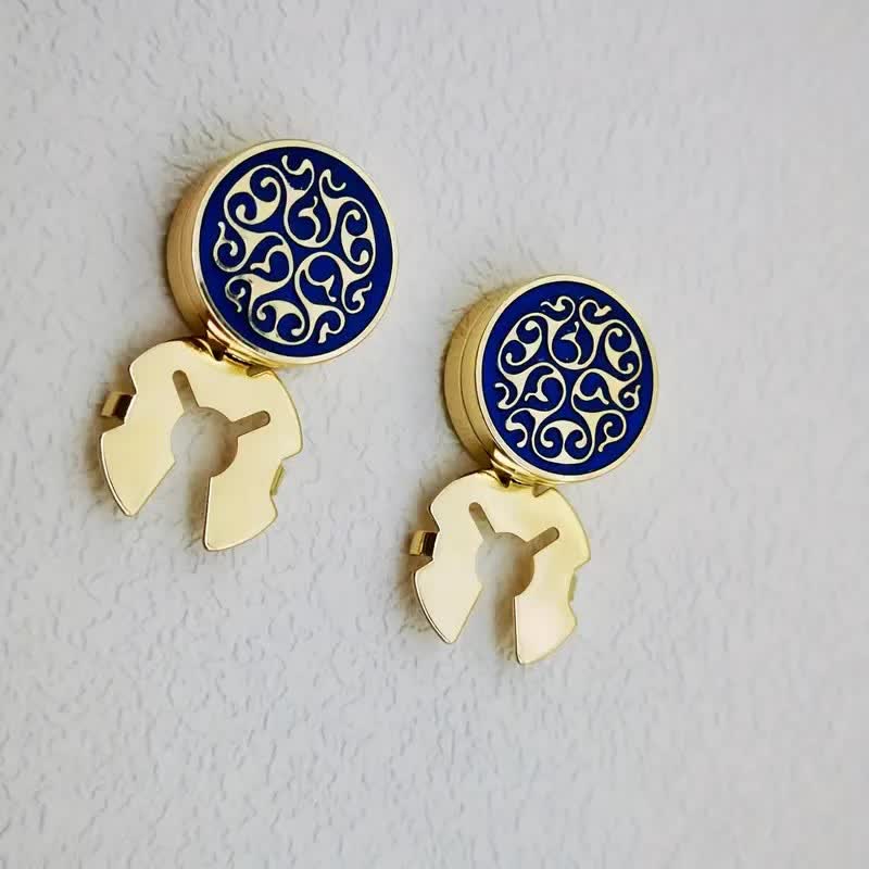 Lot de 1 paire de couvre-boutons à pression pour hommes, motif floral bleu