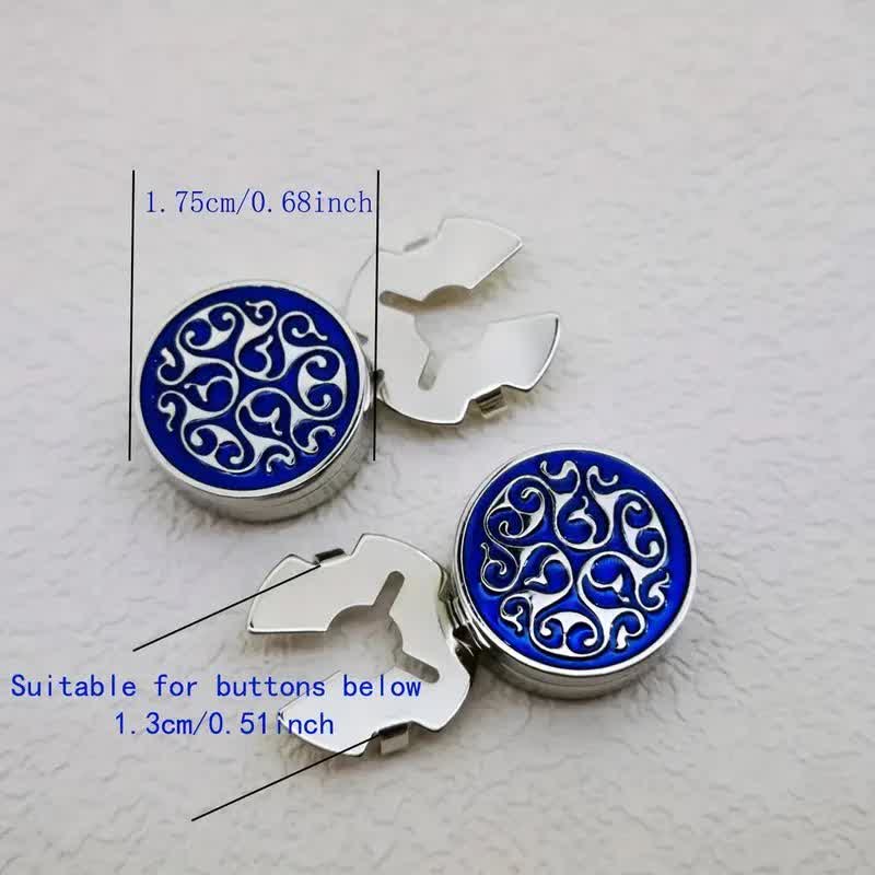 Lot de 1 paire de couvre-boutons à pression pour hommes, motif floral bleu