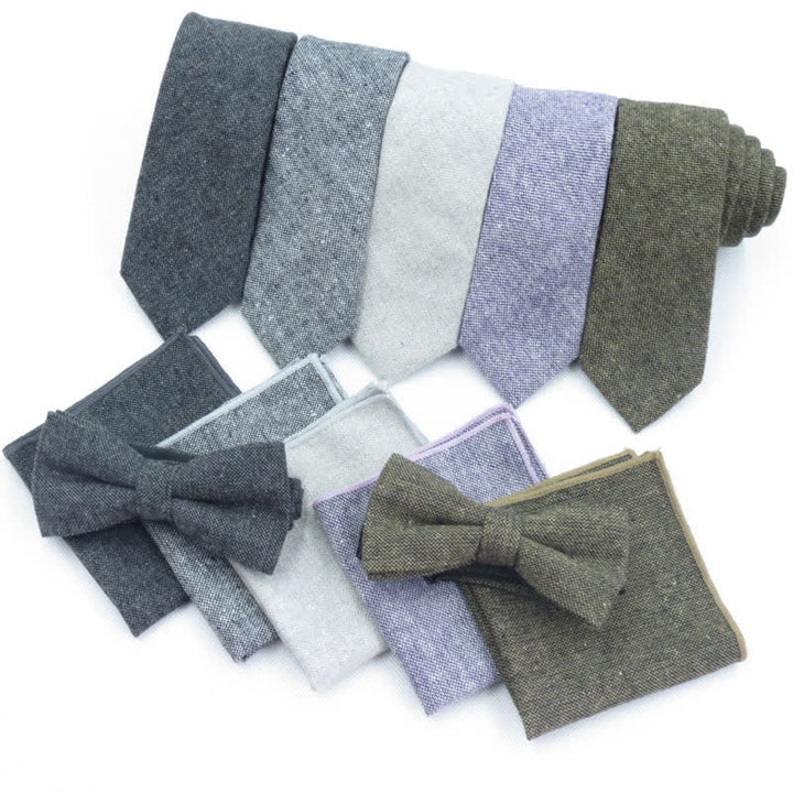 Ensemble de 3 nœuds papillon en laine imitation couleur unie pour homme