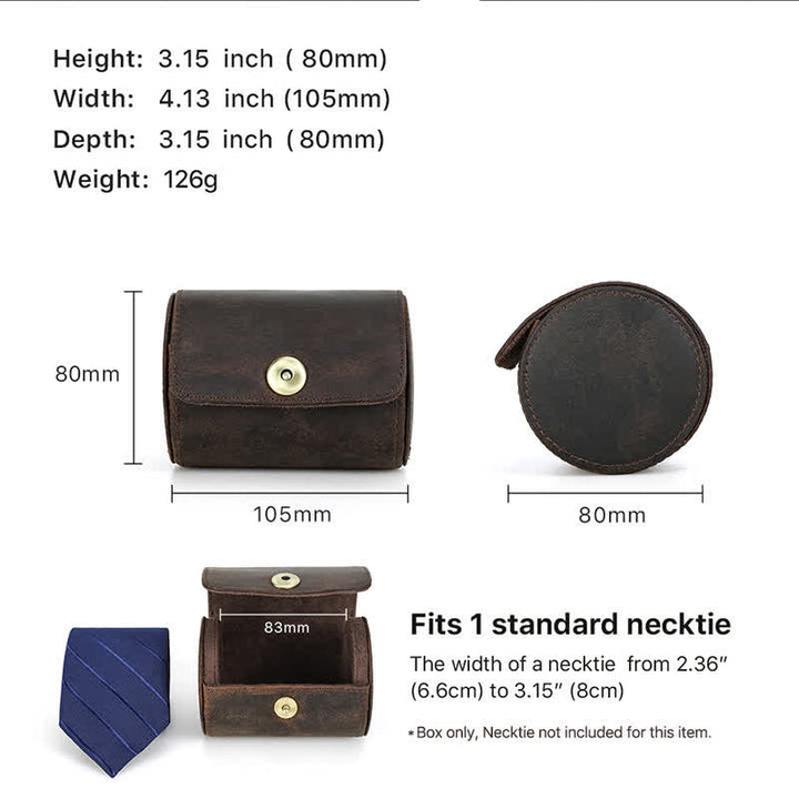 Étui en cuir véritable pour cravate simple Retro Box