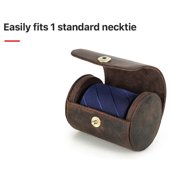 Étui en cuir véritable pour cravate simple Retro Box