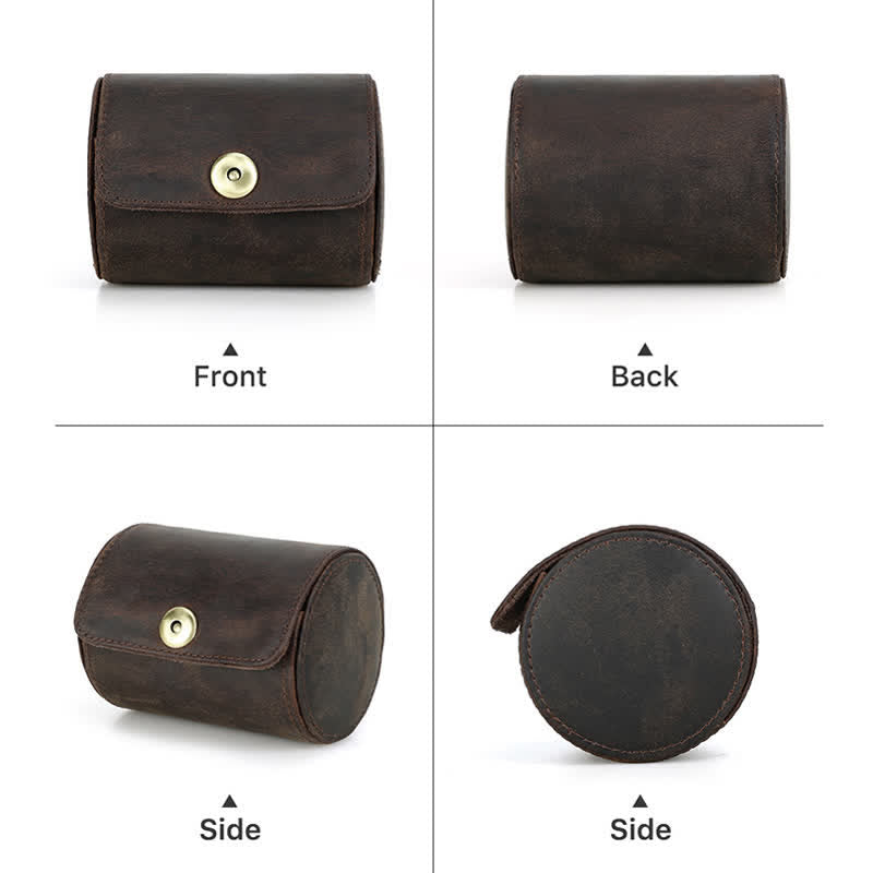 Étui en cuir véritable pour cravate simple Retro Box