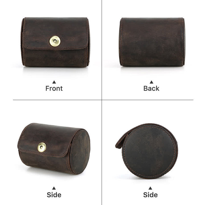 Étui en cuir véritable pour cravate simple Retro Box