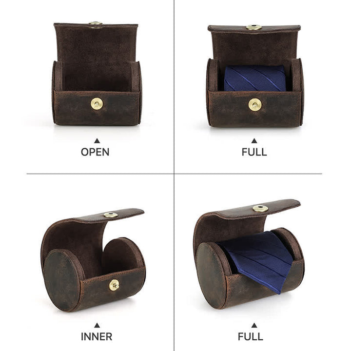 Étui en cuir véritable pour cravate simple Retro Box