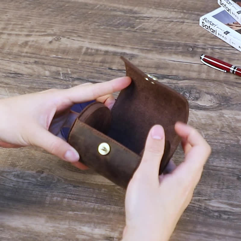 Étui en cuir véritable pour cravate simple Retro Box