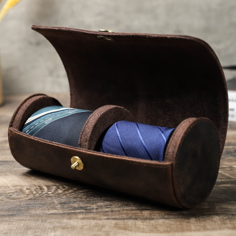 Étui en cuir véritable pour cravate Teo Retro Box
