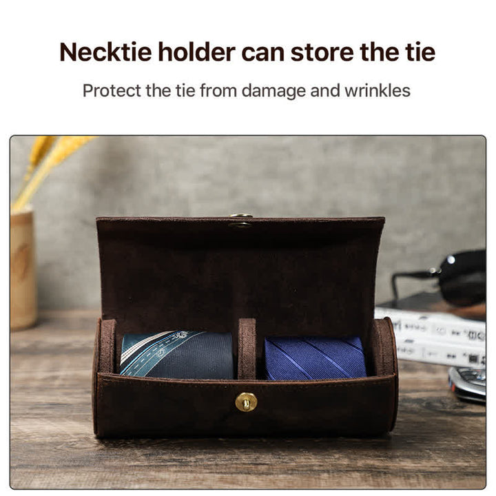 Étui en cuir véritable pour cravate Teo Retro Box