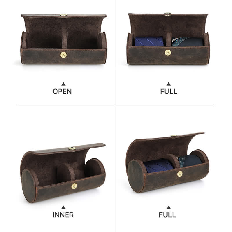 Étui en cuir véritable pour cravate Teo Retro Box