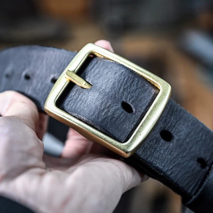 Ceinture décontractée en cuir vieilli fait main avec boucle en laiton