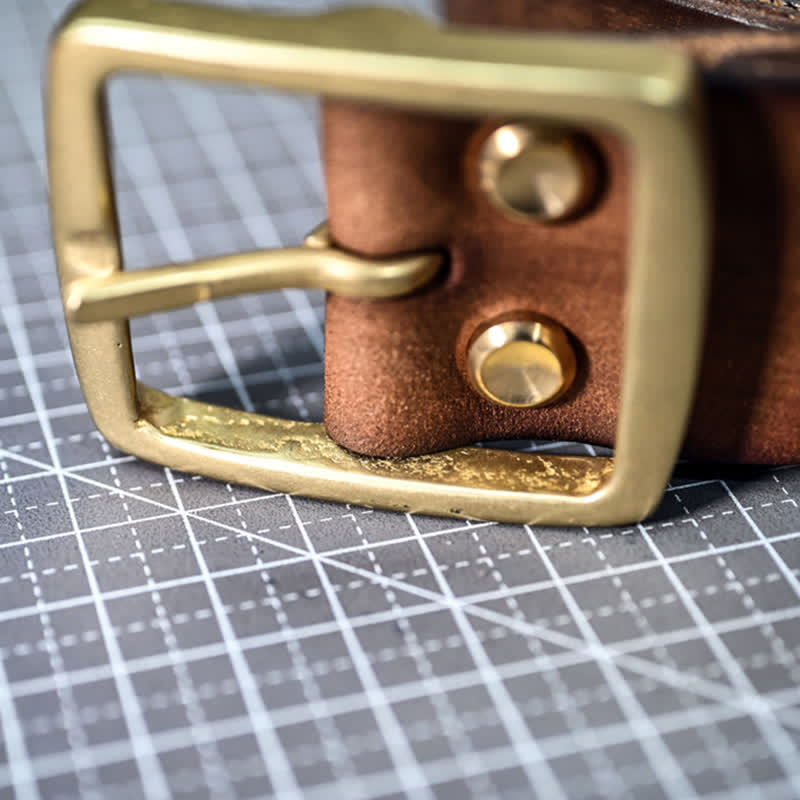 Ceinture décontractée en cuir vieilli fait main avec boucle en laiton