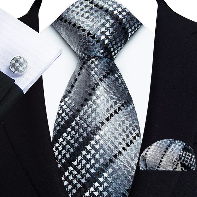 Ensemble de 3 cravates à rayures grises et noires pour hommes
