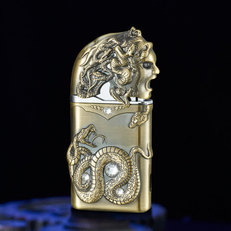 Briquet butane rechargeable en forme de serpent fantaisie avec strass