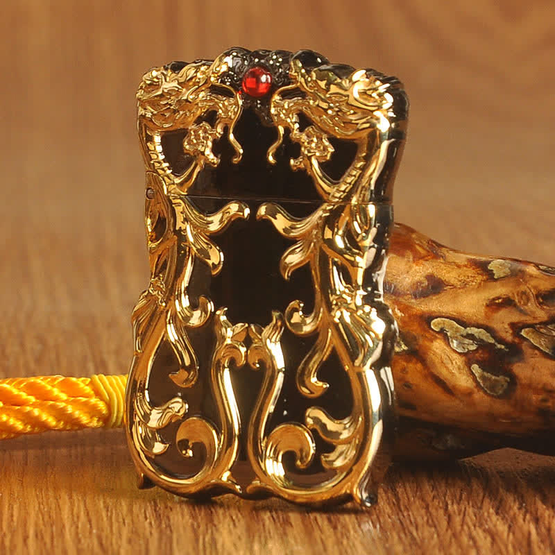 Briquet à kérosène rechargeable bicolore Double Dragon