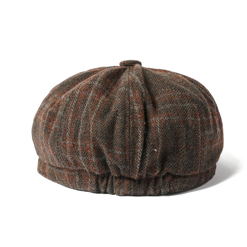 Béret octogonal à carreaux vintage pour homme